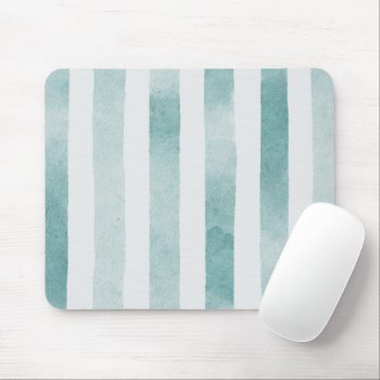 Watercolor Blue Nautical Stripes. Abstract Lines  Mouse Pad by RemioniArt at Zazzle