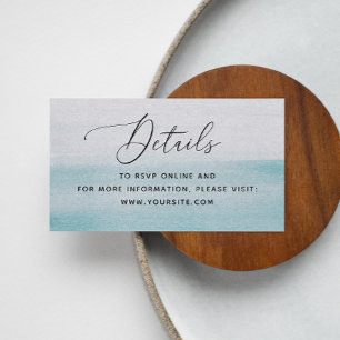Watercolor blue nautical wedding. Elegant script Enclosure Card