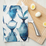 Watercolor blue navy fish pattern. Nautical animal Kitchen Towel<br><div class="desc">Watercolor blue navy ocean fish pattern. Nautical animal ornament Kitchen Towels.</div>