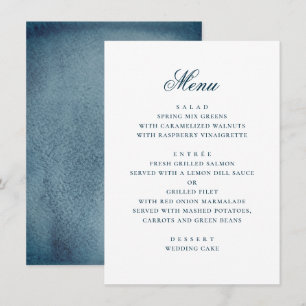 Watercolor blue navy simple nautical wedding menu