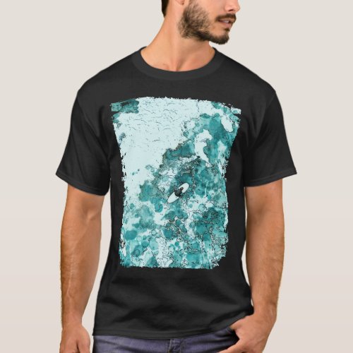 Watercolor blue Ocean Big wave sea great waves pat T_Shirt