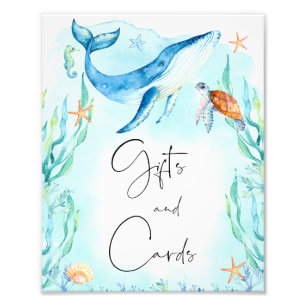 Watercolor Blue Ocean Sea Baby Shower Gifts Sign