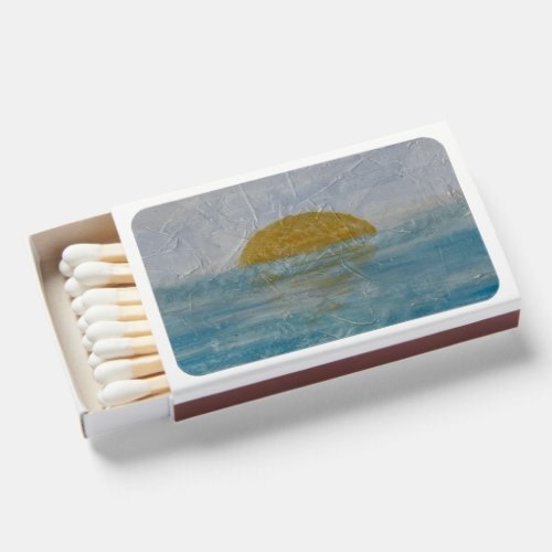 Watercolor Blue Ocean Sun Matchbox Matchboxes