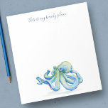 Watercolor Blue Octopus Personalized Stationery Notepad at Zazzle
