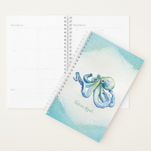 Watercolor Blue Octopus Planner