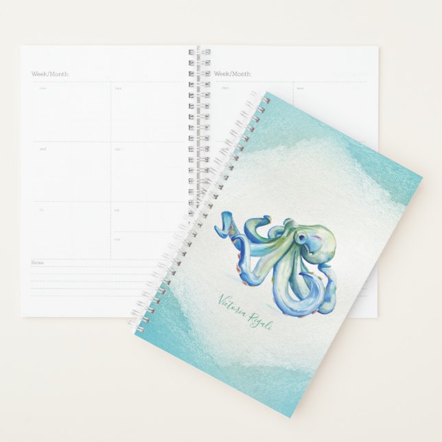 Watercolor Blue Octopus Planner (Display)