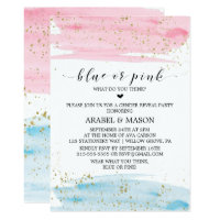 Watercolor Blue or Pink Gender Reveal Party Card