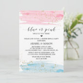 Watercolor Blue or Pink Gender Reveal Party Invitation (Standing Front)