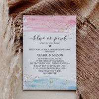 Watercolor Blue or Pink Gender Reveal Party Invitation
