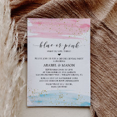 Watercolor Blue Or Pink Gender Reveal Party Invitation at Zazzle