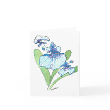 Watercolor Blue Orchid Greeting Card w/envelope
