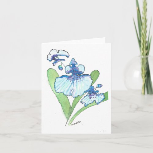 Watercolor Blue Orchid Greeting Card wenvelope