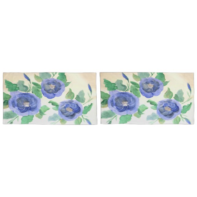 Watercolor Blue Pillow Case (Back-Set)