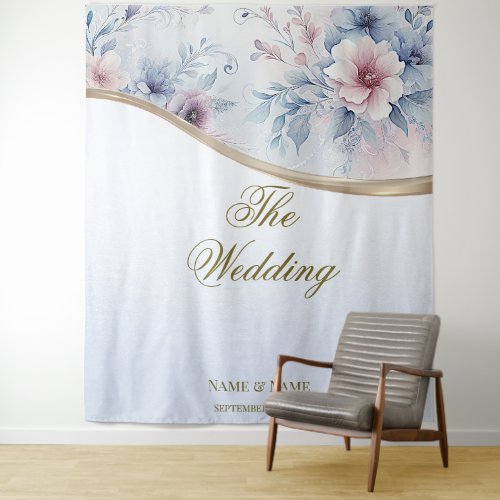 Watercolor Blue Pink Floral Backdrop