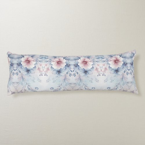 Watercolor Blue Pink Floral Body Pillow
