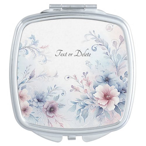 Watercolor Blue Pink Floral Compact Mirror