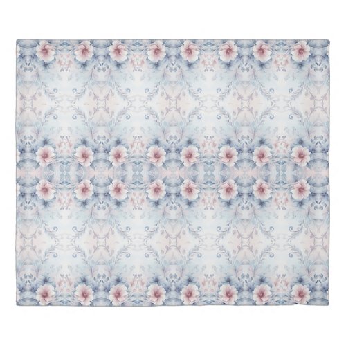 Watercolor Blue Pink Floral Duvet Cover