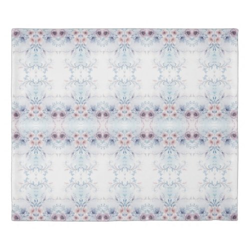 Watercolor Blue Pink Floral Duvet Cover