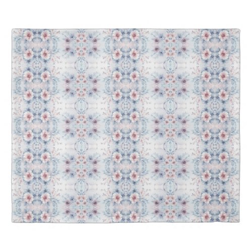 Watercolor Blue Pink Floral Duvet Cover