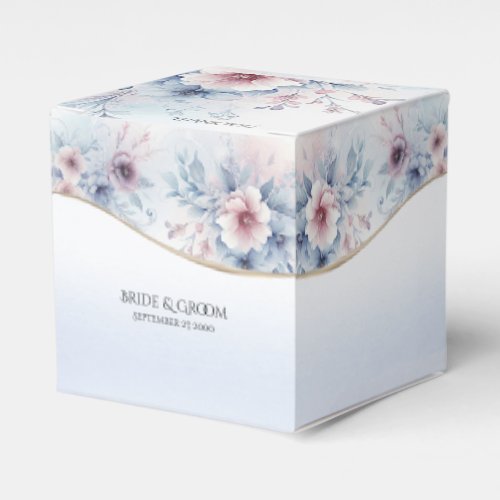 Watercolor Blue Pink Floral Favor Box