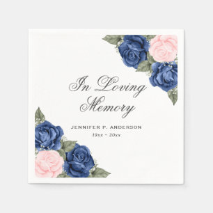 Watercolor Blue Pink Floral Funeral Memorial Napkins
