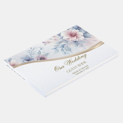 Watercolor Blue Pink Floral Guest Book