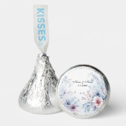 Watercolor Blue Pink Floral Hersheys Kisses Hersheys Kisses