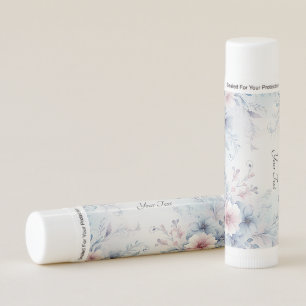 Watercolor Blue Pink Floral Lip Balm