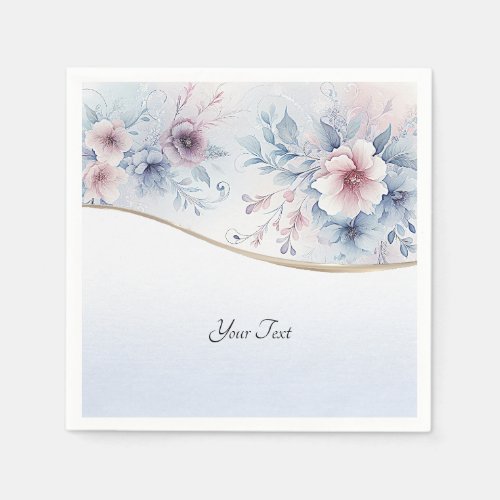 Watercolor Blue Pink Floral Napkins