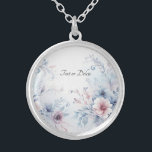 Watercolor Blue Pink Floral Necklace<br><div class="desc">Beautiful Watercolor Blue Pink Floral Necklace</div>