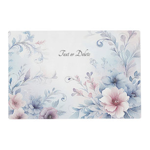 Watercolor Blue Pink Floral Paper Placemat