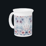 Watercolor Blue Pink Floral Porcelain Pitcher<br><div class="desc">Beautiful Watercolor Blue Pink Floral Porcelain Pitcher</div>