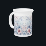 Watercolor Blue Pink Floral Porcelain Pitcher<br><div class="desc">Beautiful Watercolor Blue Pink Floral Porcelain Pitcher</div>