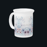 Watercolor Blue Pink Floral Porcelain Pitcher<br><div class="desc">Beautiful Watercolor Blue Pink Floral Porcelain Pitcher</div>