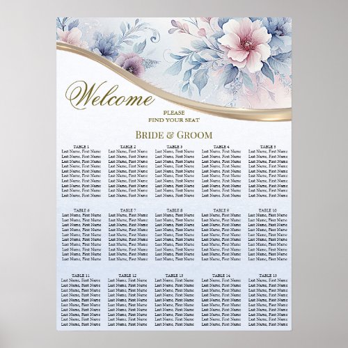 Watercolor Blue Pink Floral Seating Chart