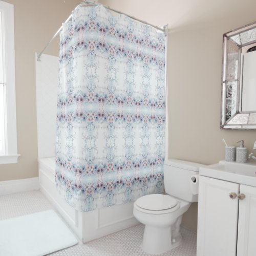 Watercolor Blue Pink Floral Shower Curtain