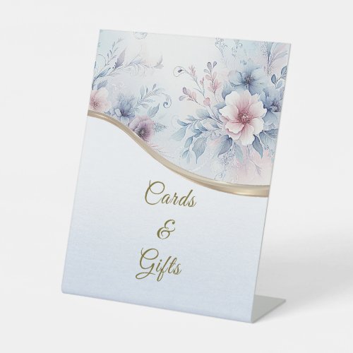 Watercolor Blue Pink Floral Tabletop Signs