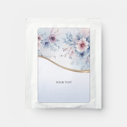 Watercolor Blue Pink Floral Tea Bag Drink Mix