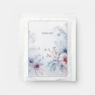 Watercolor Blue Pink Floral Tea Bag Drink Mix