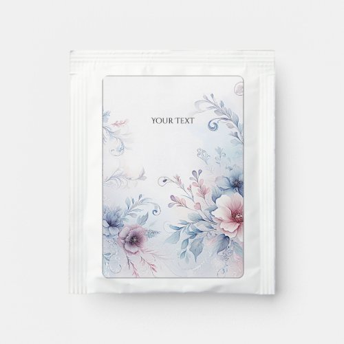 Watercolor Blue Pink Floral Tea Bag Drink Mix