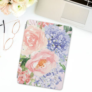 Watercolor Blue Pink Hydrangea Peony Spring Floral iPad Mini Cover