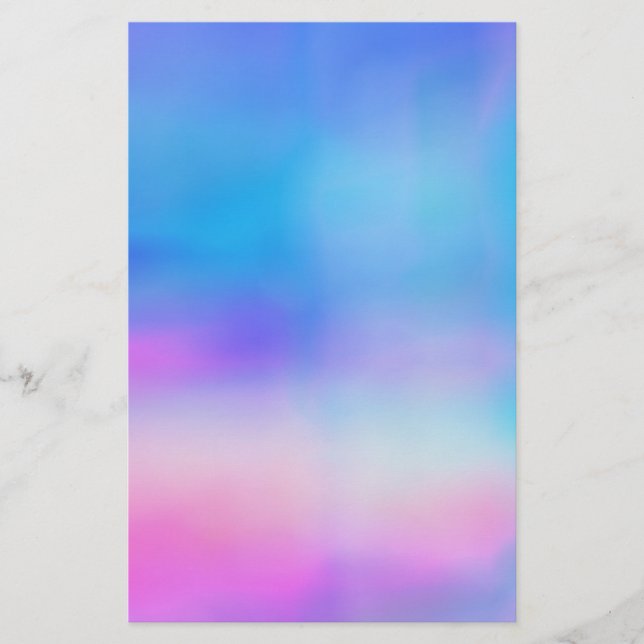 Watercolor Blue Pink Stationery (Front)