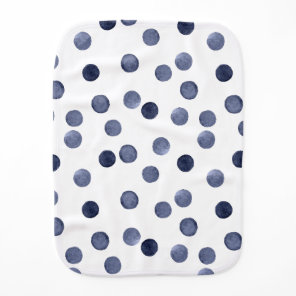 Watercolor . Blue polka dot . Baby Burp Cloth