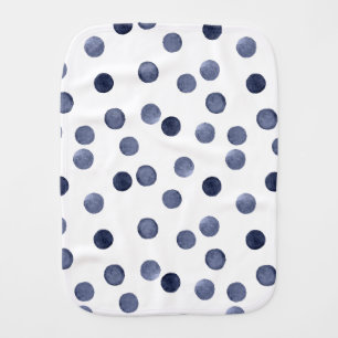 Watercolor . Blue polka dot . Baby Burp Cloth
