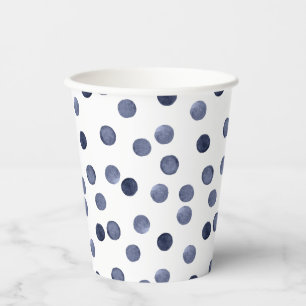 Watercolor . Blue polka dot . Paper Plate Cups