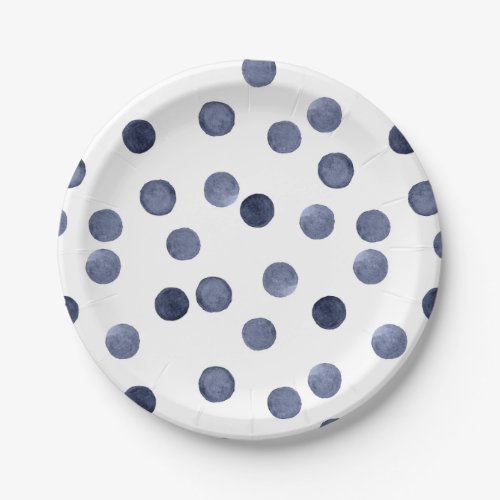 Watercolor  Blue polka dot  Paper Plates