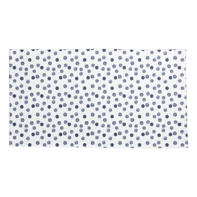 Watercolor  Blue polka dot  Pillow Case (Back)