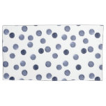 Watercolor . Blue polka dot . Pillow Case