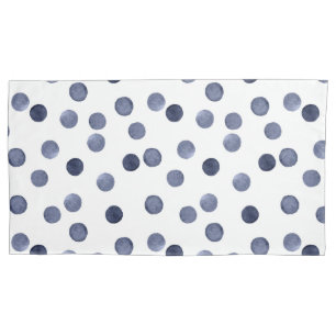Watercolor . Blue polka dot . Pillow Case