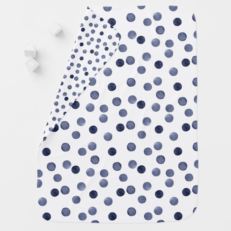 Watercolor . Blue polka dot . Receiving Blanket Zazzle